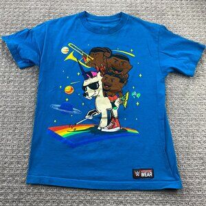 WWE Authentic Wear Shirt Men Medium M Blue The New Day Wrestling T-Shirt Rainbow